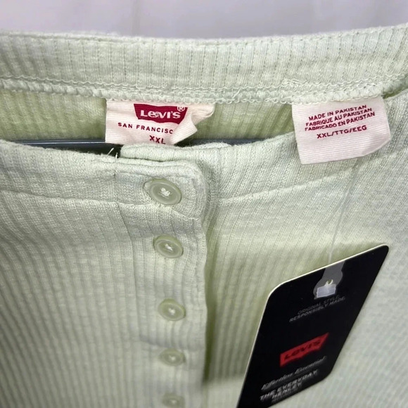 Levi’s The Everyday Henley Long Sleeve Ribbed Cropped Top Size XXL NWT - Picture 3 of 6